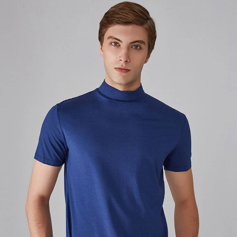 🔥1+1 ingyenes👕 Magas gallér férfi póló🌿 Lélegző anyag – Elegáns mindennapi viselet minden férfinak!