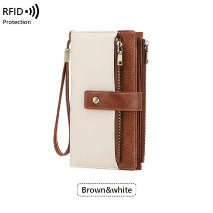 💼 Kétszínű PU bőr pénztárca🔒 RFID védett női pénztárca – Adatvédelem és elegancia egyben!