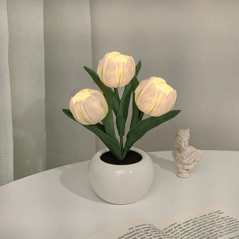 🎁Elemek mellékelve💡 Tulipán éjjeli lámpa – Romantikus világítás és otthoni dekoráció egyben!