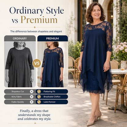 📿Ingyenes rózsa nyaklánc👗🌸 Chiffon csipkeruha – Légáteresztő, laza szabás, finom virágos részletekkel, S–3XL-ig! ✨💃