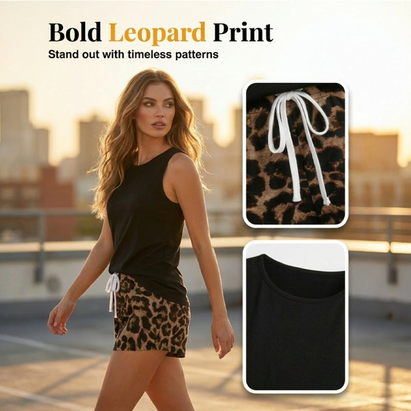 🎁Ingyenes ajándék-📿Gyönyörű nyaklánc🐆Leopárdmintás női pizsama szett – Kényelem és stílus egyben！