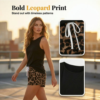 🎁Ingyenes ajándék-📿Gyönyörű nyaklánc🐆Leopárdmintás női pizsama szett – Kényelem és stílus egyben！