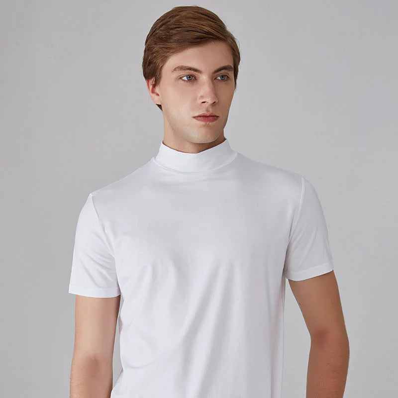 🔥1+1 ingyenes👕 Magas gallér férfi póló🌿 Lélegző anyag – Elegáns mindennapi viselet minden férfinak!