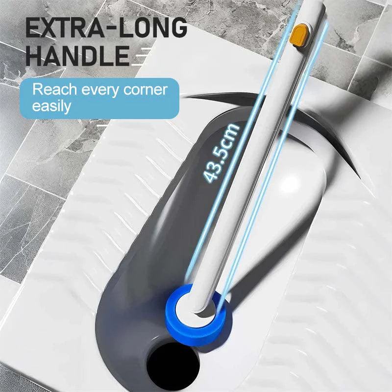 🎁Ingyenes 24 db tisztítóvatta✨Hosszú nyeles higiénikus WC tisztító🚽360° forgó fejű WC-kefe – Előadagolt tisztítószerrel, mélyen tisztít és antibakteriális!