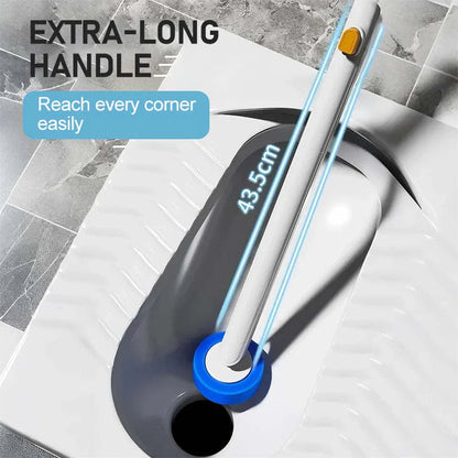🎁Ingyenes 24 db tisztítóvatta✨Hosszú nyeles higiénikus WC tisztító🚽360° forgó fejű WC-kefe – Előadagolt tisztítószerrel, mélyen tisztít és antibakteriális!
