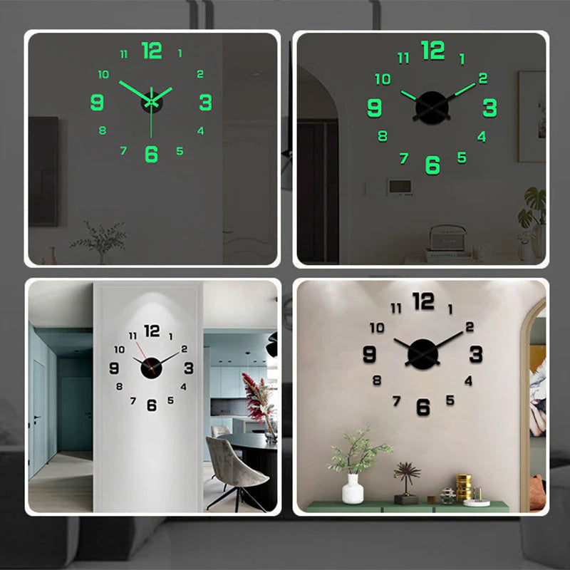 🕰️ 3D-s akril falióra🌙 Fényvisszatükröző funkció, sötétben is látható✨Öntapadó hátlap, nyomot nem hagyó rögzítés!