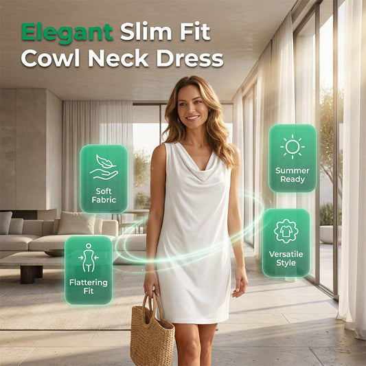 👗✨ Cowl-nyakú karcsú ruha – Elegáns, puha triacetát anyag, rejtett zsebekkel, 11 színben! 🌸💫