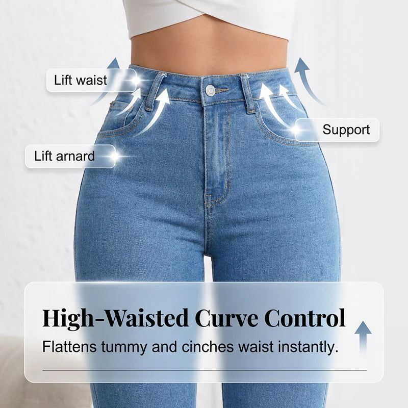🕰Féláron korlátozott ideig👖 Magas derékú peach lift farmer✨ 4 irányú rugalmas farmer – Karcsúsító hatás és stílus minden napra!