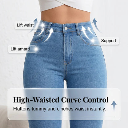 🕰Féláron korlátozott ideig👖 Magas derékú peach lift farmer✨ 4 irányú rugalmas farmer – Karcsúsító hatás és stílus minden napra!