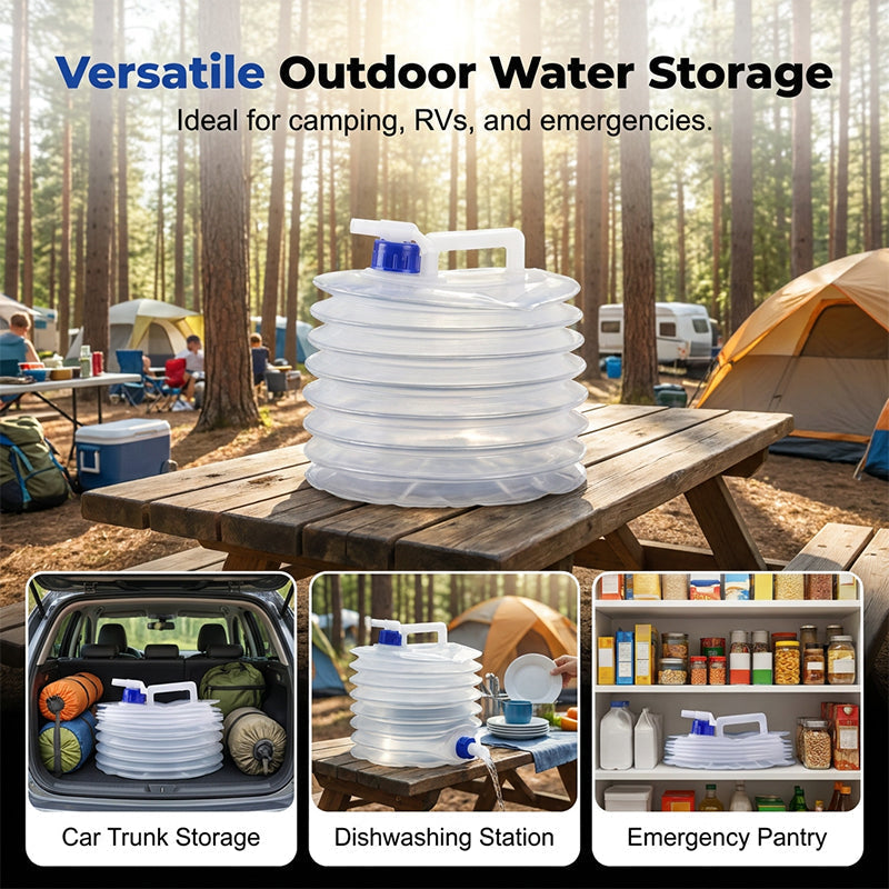 💧 Összehajtható víztartály csapokkal🎒3–15 literes kapacitás – Ultrakompakt tárolás🏕️ Szivárgásbiztos csap + ergonomikus fogantyú！