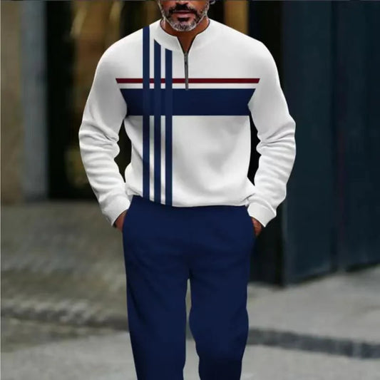 😜 35% árcsökkentés🔥 Megfizethető ruhakészletek🏃‍♂️ Férfi modern mintás edzőruha szett – Kényelmes és stílusos mindennapokra!👖