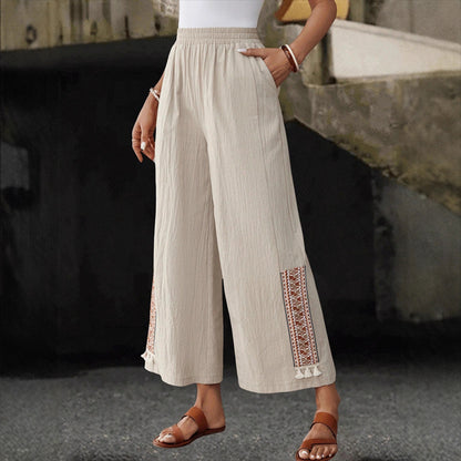 👖 Elasztikus széles nadrág – Kényelem és elegancia egyben🌸 Ruffles szélű polieszter nadrág – Modern stílus minden napra!