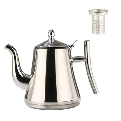 ✨ Prémium kávé és teakancsó☕ Rozsdamentes acél teáskanna hajlított kifolyóval – Precíz öntés, beépített tea szűrővel!