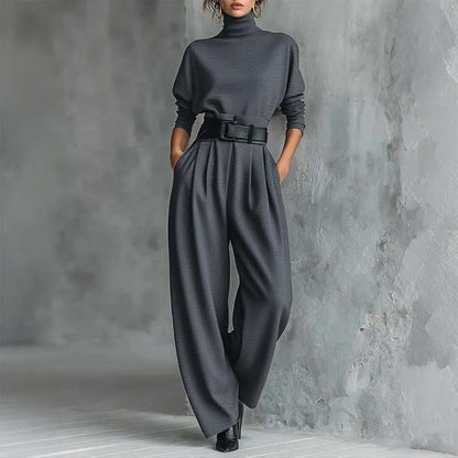 🎁Ingyenes ajándék-📿Gyönyörű nyaklánc✨ Női két részes szett👗 Garbó + nadrág szett – Kényelmes, kifinomult irodai és alkalmi ruha!