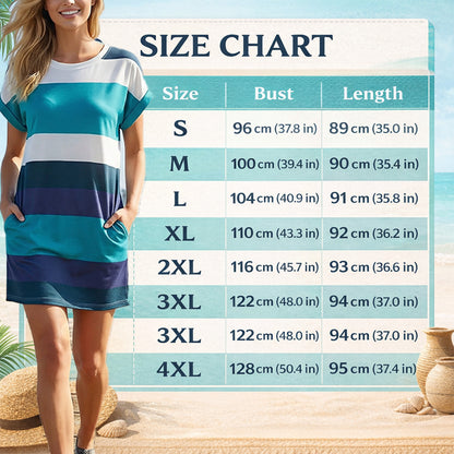📿🎁Ingyenes ajándék-Gyönyörű nyaklánc🌴 Csíkos nyári szabadidőruha – Légáteresztő anyag S–4XL méretig!