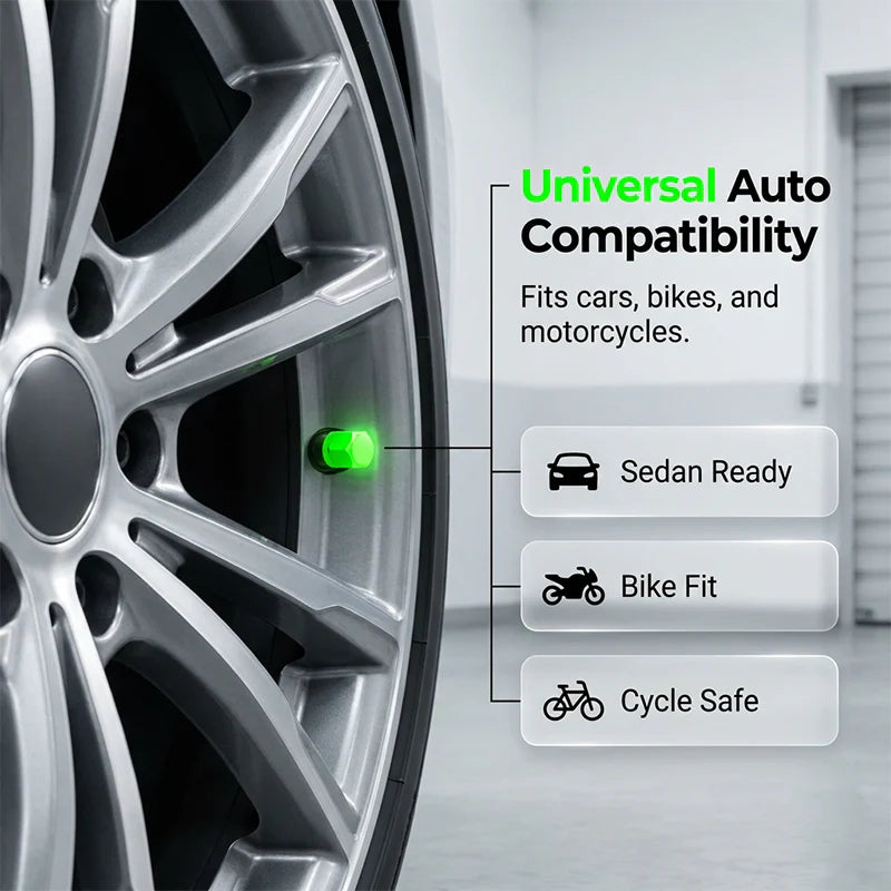 🎁8+8 ingyen (16 db)🏍️💡 2026-os új, univerzális, világító kerékszelep-fedél – éjszaka is jól látható🛠️🌙 Növeld járműved éjszakai láthatóságát