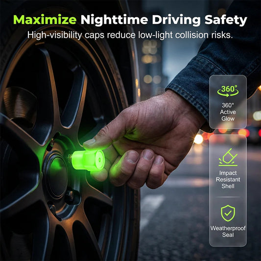 🎁8+8 ingyen (16 db)🏍️💡 2026-os új, univerzális, világító kerékszelep-fedél – éjszaka is jól látható🛠️🌙 Növeld járműved éjszakai láthatóságát