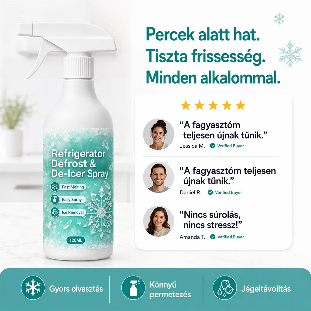 【🧊💨🔥】Gyorsan ható hűtőszekrény-jégoldó spray– Könnyű ravasz, kényelmes fogás, gyorsan fellazítja a makacs jeget! 🏠🌟