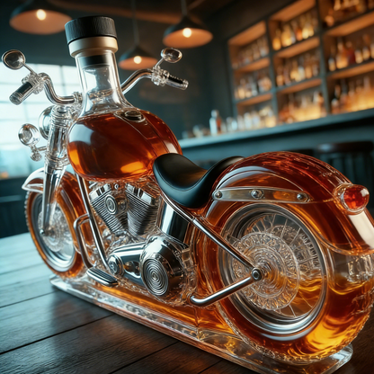 🏍️ Motorkerékpár alakú whisky dekanter – Egyedi dekor és ital tároló!