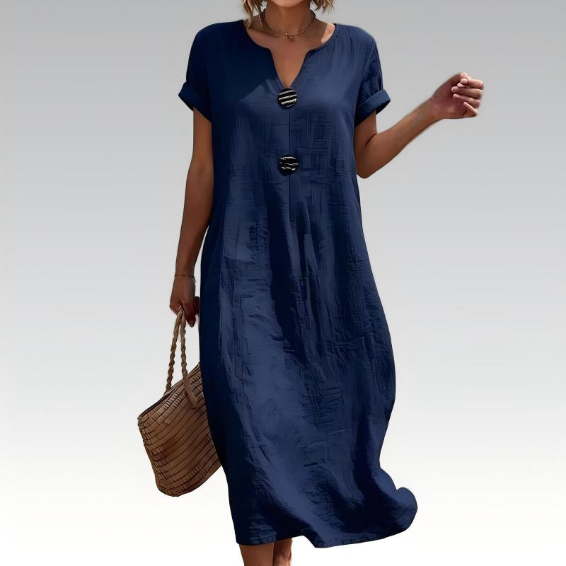 🎉Bestseller akció😍2026 tavaszi újdonságok🌊💃 V-nyakú, gombos bohó ruha – Lélegezz, mozogj, ragyogj – S–3XL-ig! 🌟👒