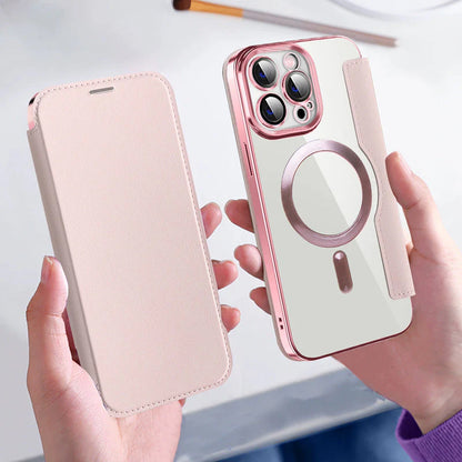 😜30% árcsökkentés📱2026 Bőrhatású flip tok iPhone-hoz – mágneses + kártyatartó!