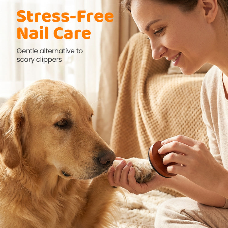 🐾 Stresszmentes körömápolás – Ergonomikus fa nyél + cserélhető csiszolópádok – 😌Kutyáknak, macskáknak egyaránt！