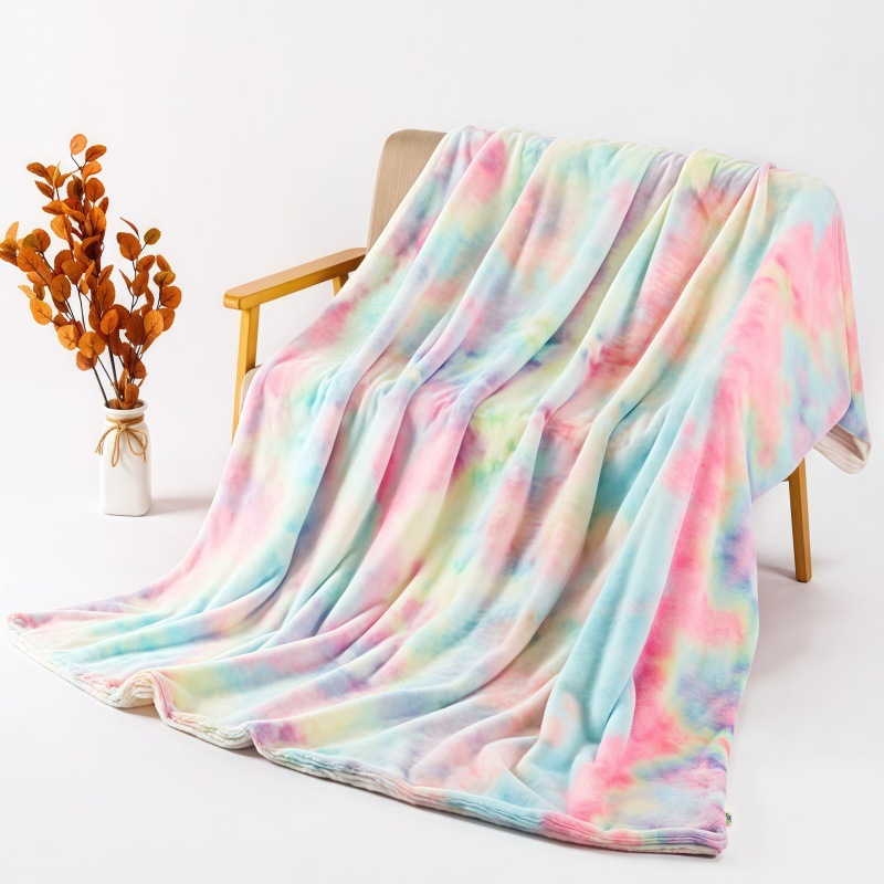 🌈 Élénk tie-dye minta + rendkívül puha plüss szövet🛋️ Minden évszakra alkalmas – Könnyű melegség, mosógépben mosható！