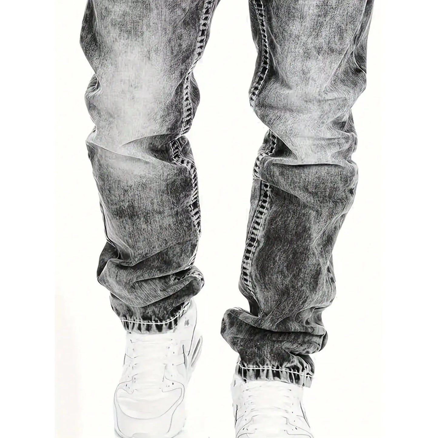 🎁Ingyenes ajándék👖 Tartós vintage farmernadrág✨ Laza denimből készült nadrág – Egyedi mosott hatás és kontrasztos díszvarrás！