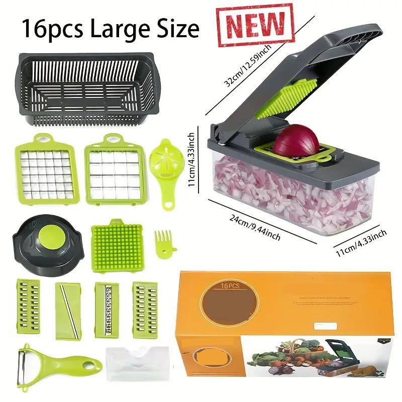 🎊 16 darabos készle😜50% árcsökkentés🥕 Többfunkciós zöldségszeletelő – Gyors, éles és egyszerű tisztítás!🔪Egy gép helyett minden vágási munkát!