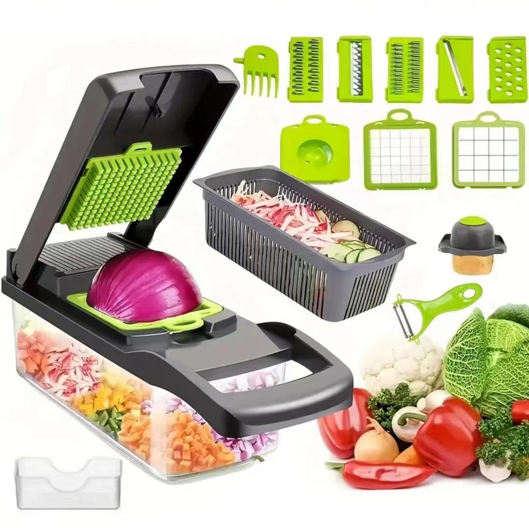🎊 16 darabos készle😜50% árcsökkentés🥕 Többfunkciós zöldségszeletelő – Gyors, éles és egyszerű tisztítás!🔪Egy gép helyett minden vágási munkát!