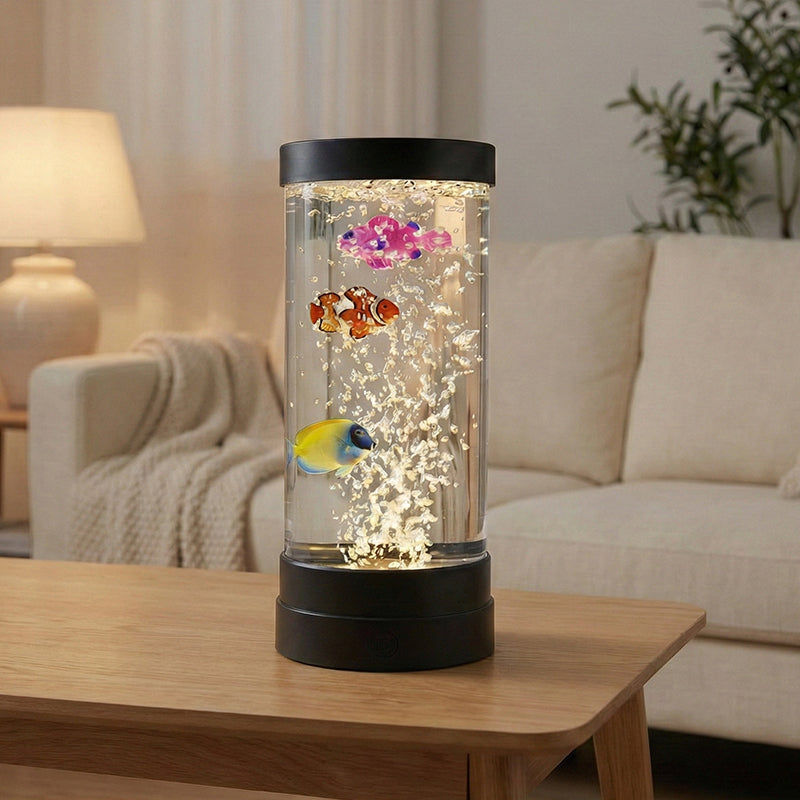 🐠 Buborékhalas hangulatlámpa🌈 7 színű LED lámpa – Távirányítós relaxációs dekorlámpa！