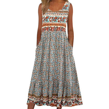 😊50% kedvezmény📿Ingyenes gyönyörű nyaklánc🌸 Virágmintás hosszú ujjatlan ruha – Lélegző, puhaság és nyári elegancka!