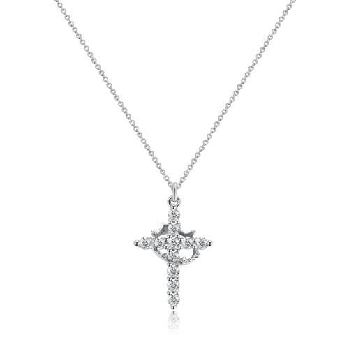 📩Ár 40%-kal csökkent✨Hit és elegancia! Korona + kereszt nyaklánc – 14 karátos arany/ezüst!