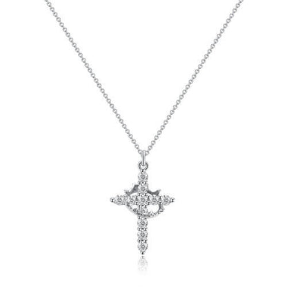 📩Ár 40%-kal csökkent✨Hit és elegancia! Korona + kereszt nyaklánc – 14 karátos arany/ezüst!