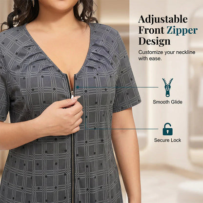 😍2026 tavaszi újdonságok💥50% árcsökkentés 👗 Plus Size lélegző ruha✨ Állítható V-kivágásos ruha – Plisszírozott ruflesz alj, nőies és sokoldalú!