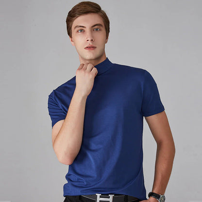 🔥1+1 ingyenes👕 Magas gallér férfi póló🌿 Lélegző anyag – Elegáns mindennapi viselet minden férfinak!