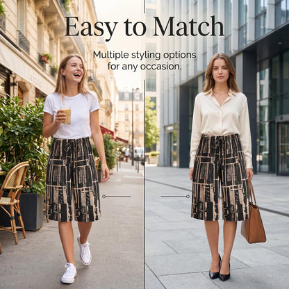 👖🌸 Retro nyomtatott rövidnadrág – Elasztikus derék, laza egyenes szárú szabás, 5 színben! ☀️✨