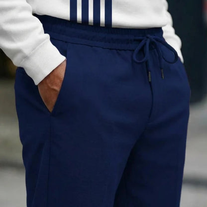 😜 35% árcsökkentés🔥 Megfizethető ruhakészletek🏃‍♂️ Férfi modern mintás edzőruha szett – Kényelmes és stílusos mindennapokra!👖