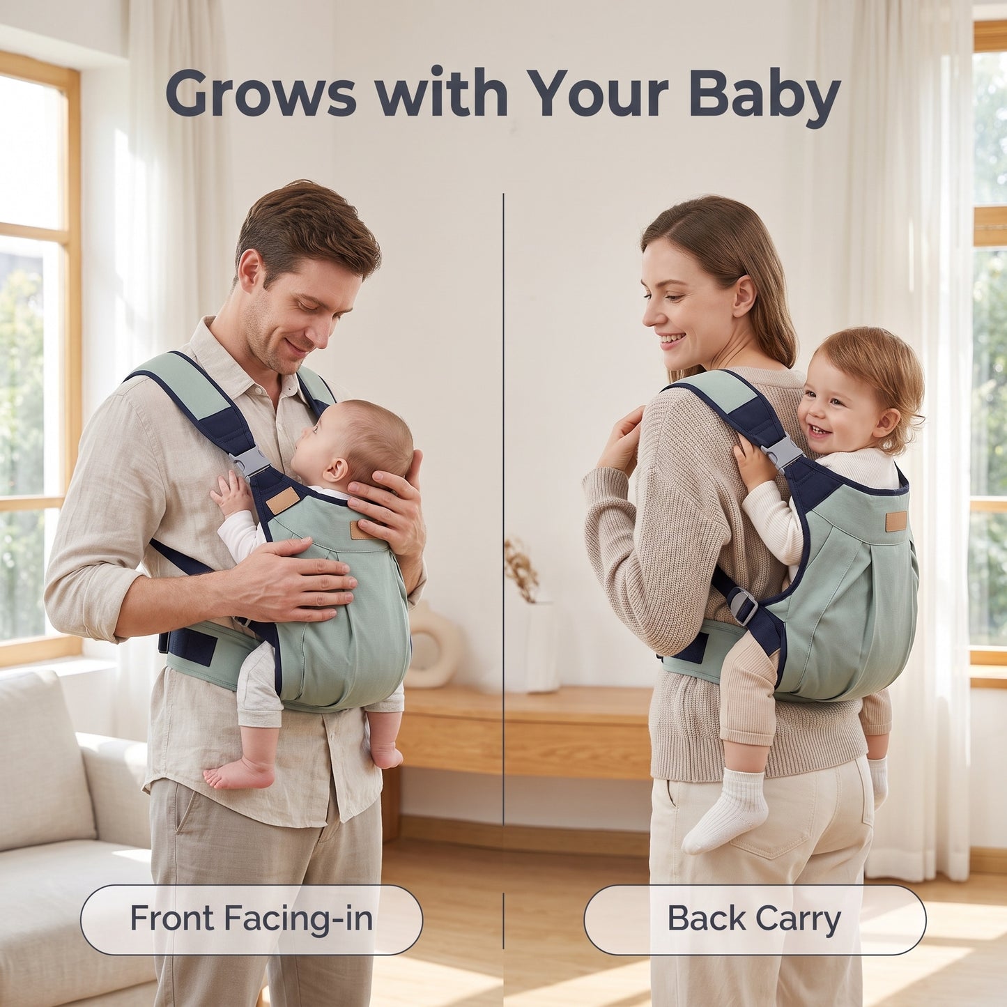 🔥1+1 INGYEN🤱Ergonomikus babahordozó deréktámasszal👶Könnyű babakendő-pár!