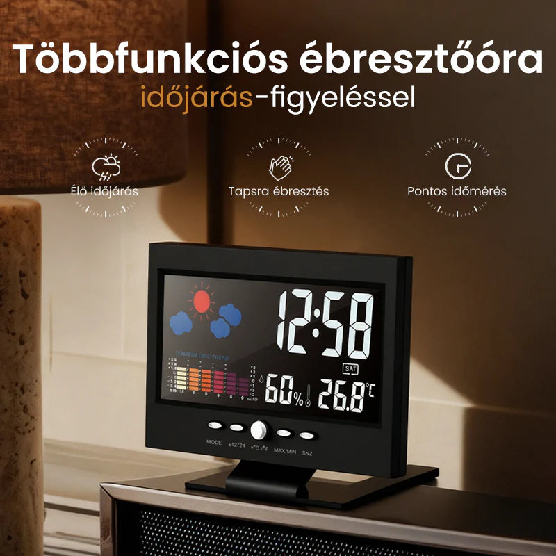 🔥1+1 ingyenes⏰🌤️ Többfunkciós ébresztőóra – idő, időjárás és otthoni kényelem egyben!