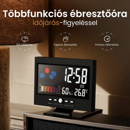 🔥1+1 ingyenes⏰🌤️ Többfunkciós ébresztőóra – idő, időjárás és otthoni kényelem egyben!