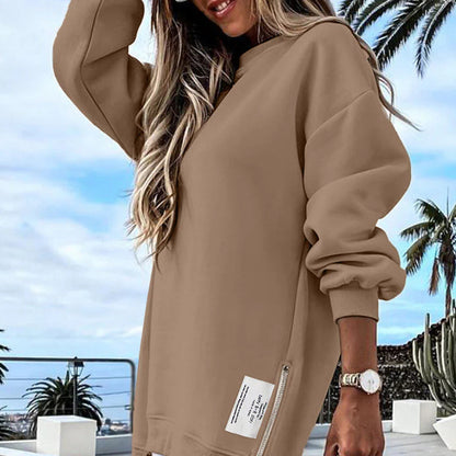 📿Gyönyörű nyaklánc✨ Oversize pulóver cipzárral – Laza stílus és egész napos kényelem!