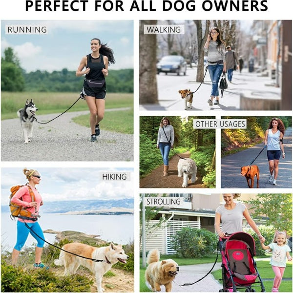 🐕⚡ DOGZIP kéz nélküli futópóráz – Rugalmas rész 193 cm-ig, elnyeli a rántásokat, védi a csuklódat és a derekadat! 🏃‍♂️🛡️