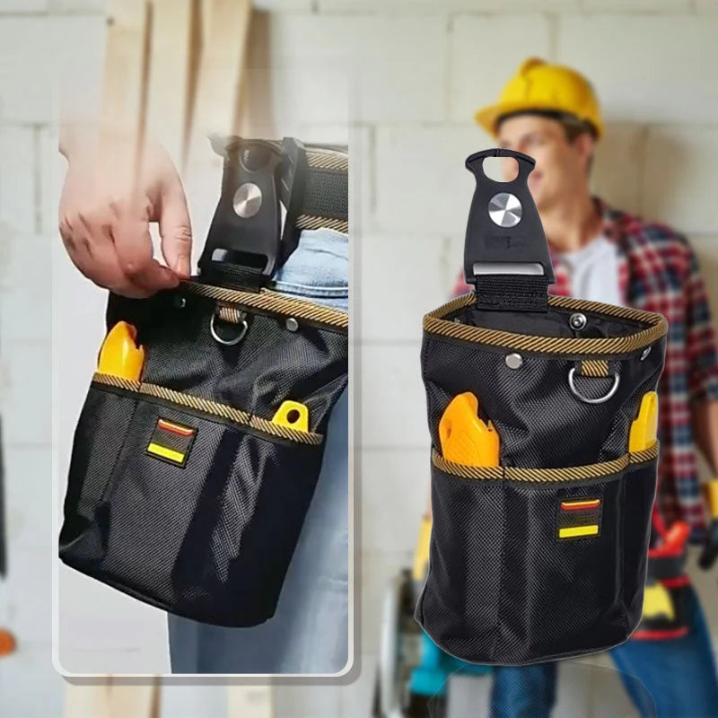🖐Rögzíthető szerszámtáska 🔧 Clip‑design + rugózott nyitás – gyors hozzáférés, szabad kezek!