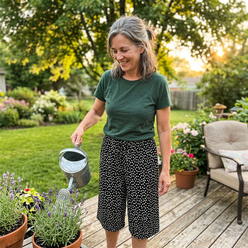 👖🌸 Retro nyomtatott rövidnadrág – Elasztikus derék, laza egyenes szárú szabás, 5 színben! ☀️✨