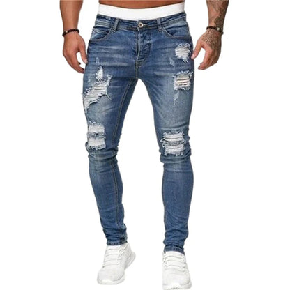 🔥🎁Nová 50% SLEVA👖 Feltépett férfi keskeny farmer✨ Karcsú sziluett, puha pamut – Minden outfithez tökéletes!