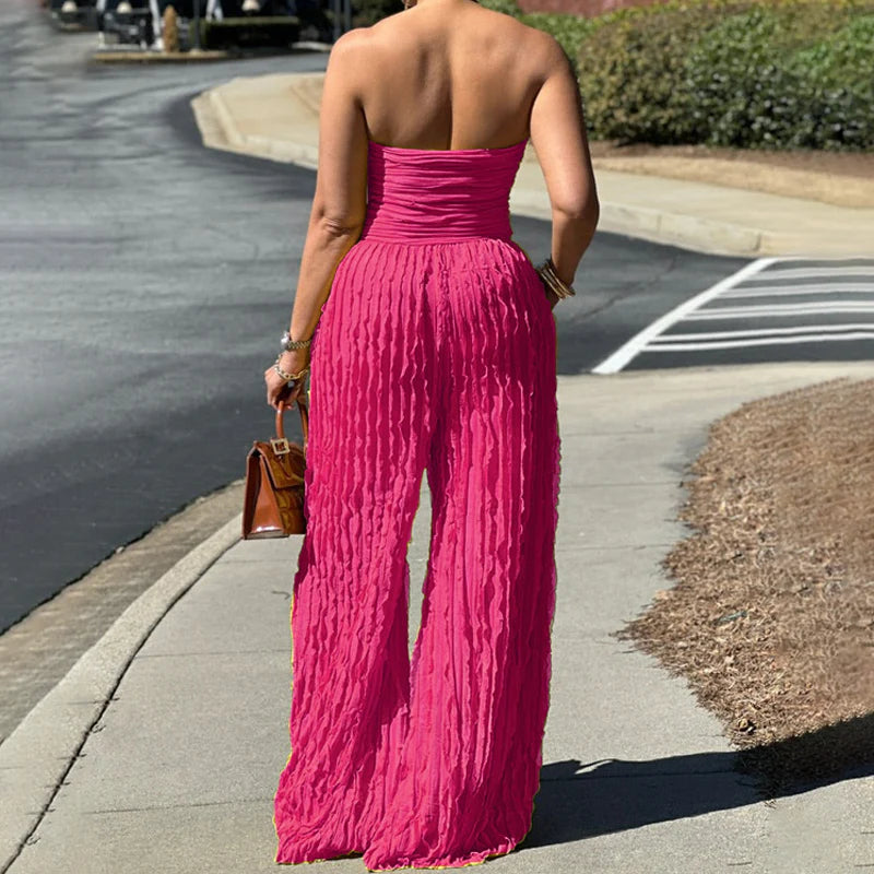 【😍 50% kedvezmény🎁Ingyenes ajándék】💃✨ Chic jumpsuit – Bandeau váll + magas derék – Teljes sziluett egy kényelmes darabban!