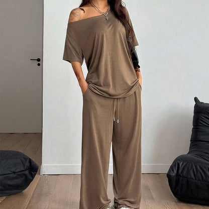🌸💫 Kétrészes laza szett – Laza széles szárú nadrággal, puha légáteresztő anyagból, S–2XL-ig! ✨💃