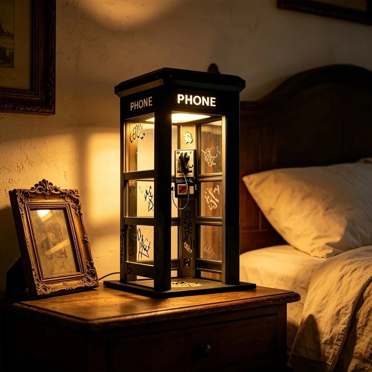🔥🔝 Legnépszerűbb termékek📞 Urban Noir telefonfülke lámpa – Retro elegancia kortárs utcai művészettel🎁🌆