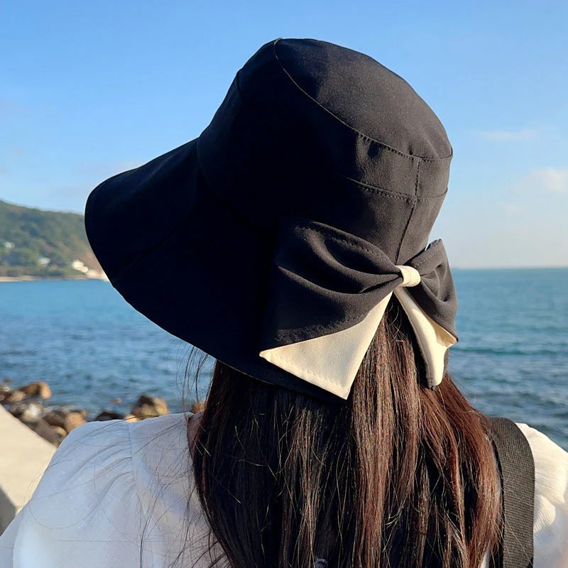 🏖️Napvédő nyaralócsomag🎁Ingyenes napszemüveg🕶️🌞 Védje arcát és nyakát a naptól – 👒Női széles karimájú, összehajtható napkalap masnival！